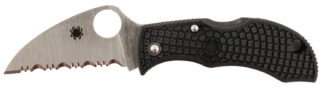 Spyderco Manbug Wharncliffe Serrated Knife 1.91 in VG-10 SS Blade TiCN Coated Black