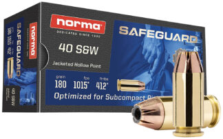 Norma Safeguard .40 S&W 180 gr JHP Ammunition, 50 Rounds Per Box