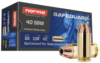 Norma Safeguard .40 S&W 165 gr JHP Ammunition, 50 Rounds Per Box
