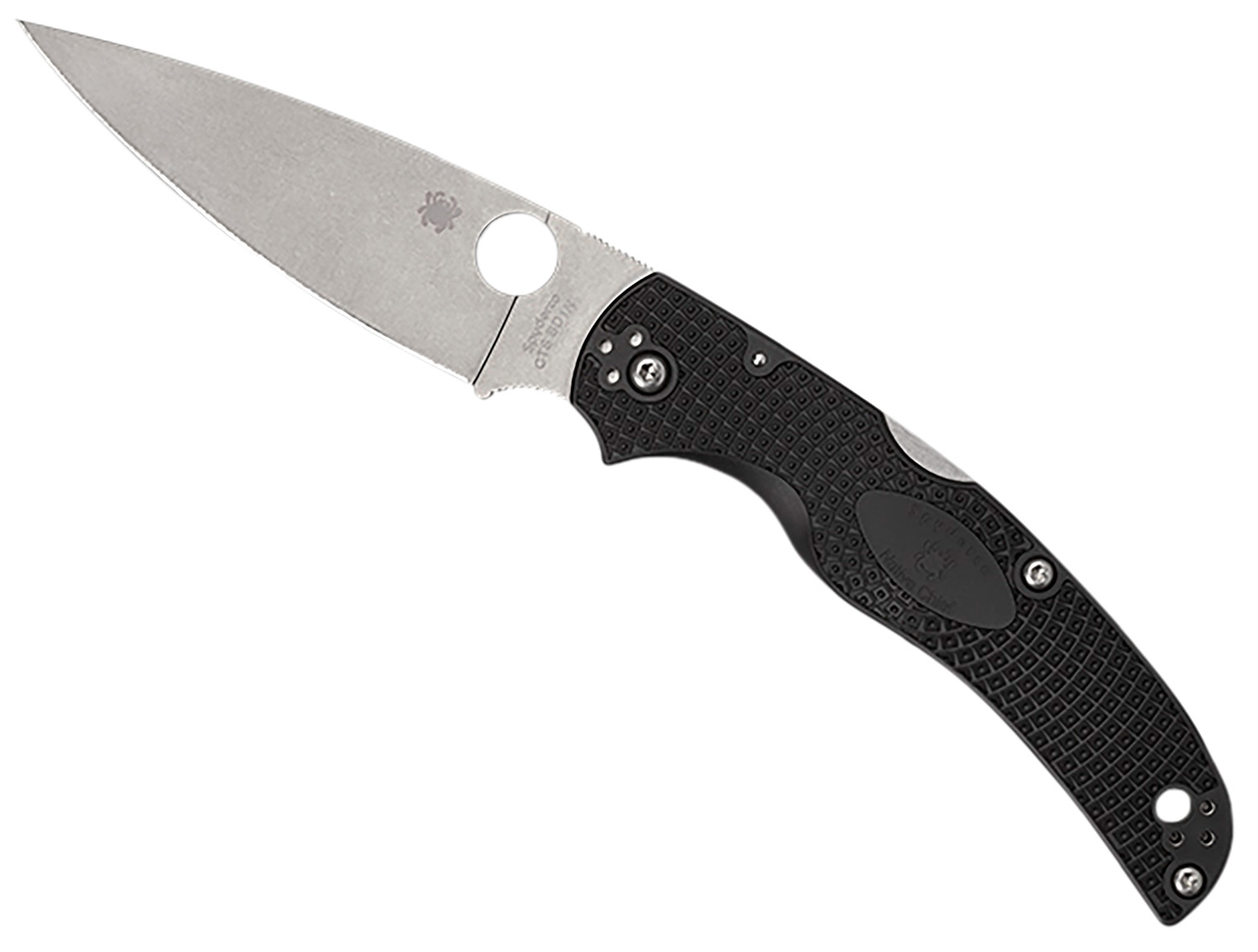 Spyderco C244PBK Native Chief Lightweight 4.02in Stonewashed CTS BD1N SS Blade, Black FRN Handle