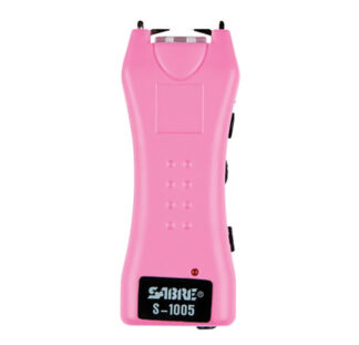 Sabre Mini Stun Gun 600,000V with Holster and 120 Lumen Light, Pink