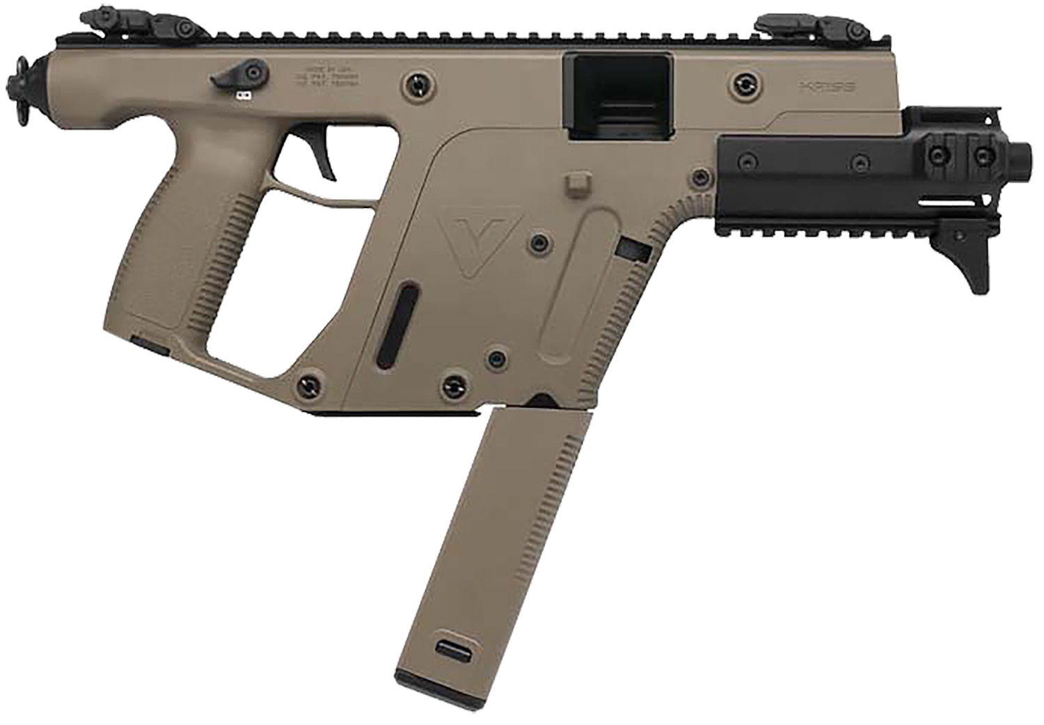 Kriss USA KV10PFD30 Vector SDP Enhanced G2 10mm Auto 33+1 6.50" Black Nitride Threaded Barrel, Flat Dark Earth Picatinny Rail Top & Bottom, MK5M Modular Rail