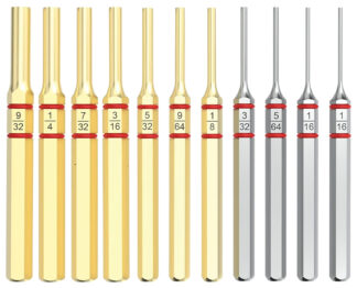 Real Avid Accu-Punch Pin Punch Set, 11-Piece Brass and Steel with Nickel Plating