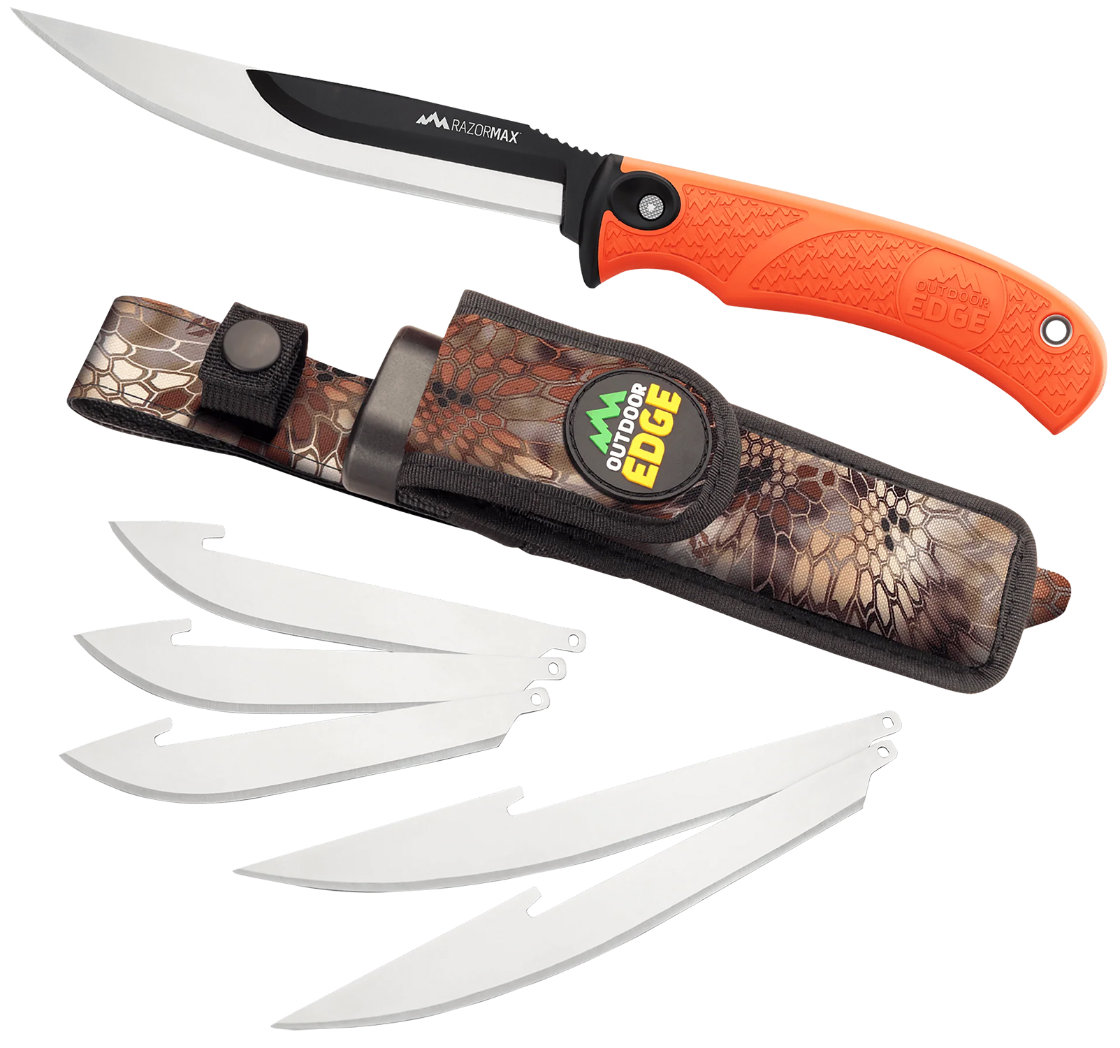 Outdoor Edge RazorMax Fixed Blade Knife, 420J2 SS, 3.50 in/5 in Blade, 6 Blades