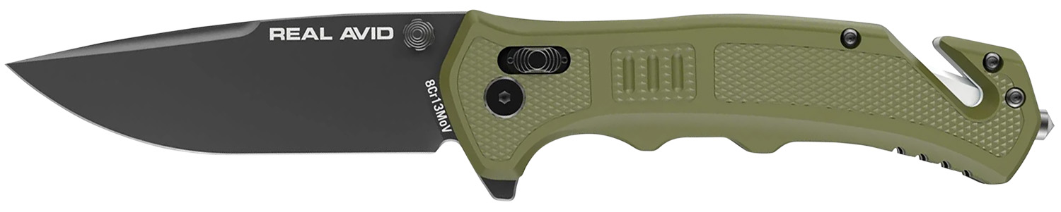 Real Avid RAV-4 Folding Drop Point Knife 3.25 in Black Oxide 8Cr13MoV Blade