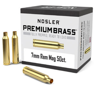 Nosler 10185 Premium Brass Unprimed Cases 7mm Remington Magnum Rifle 50/Box