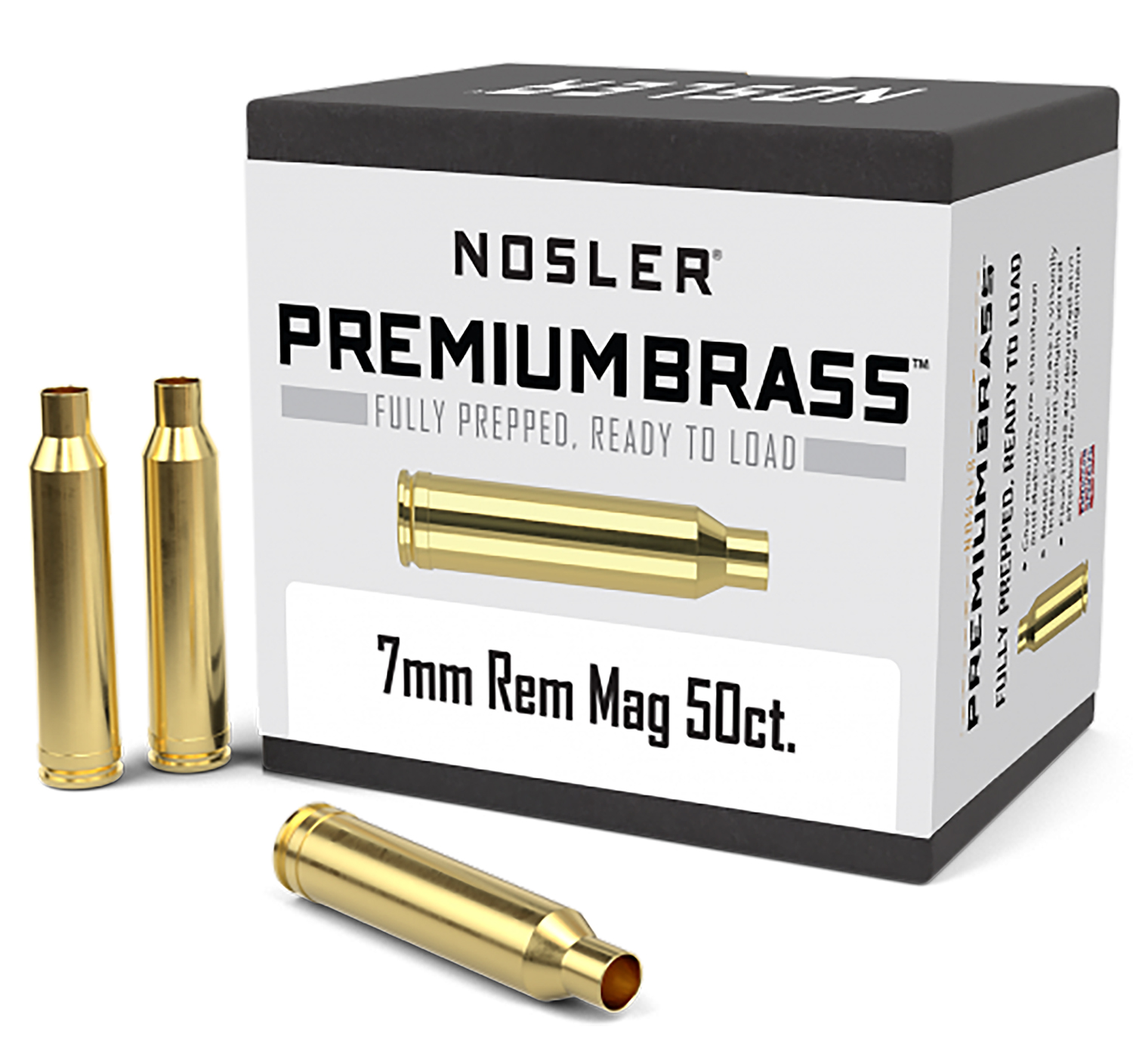 Nosler 10185 Premium Brass Unprimed Cases 7mm Remington Magnum Rifle 50/Box