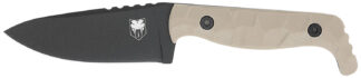 CobraTec Knives CTKPTAN KingPin  EDC 4" Fixed Drop Point Plain Black Powder Coated D2 Steel Blade, 4" Tan Textured G10 Scales Handle