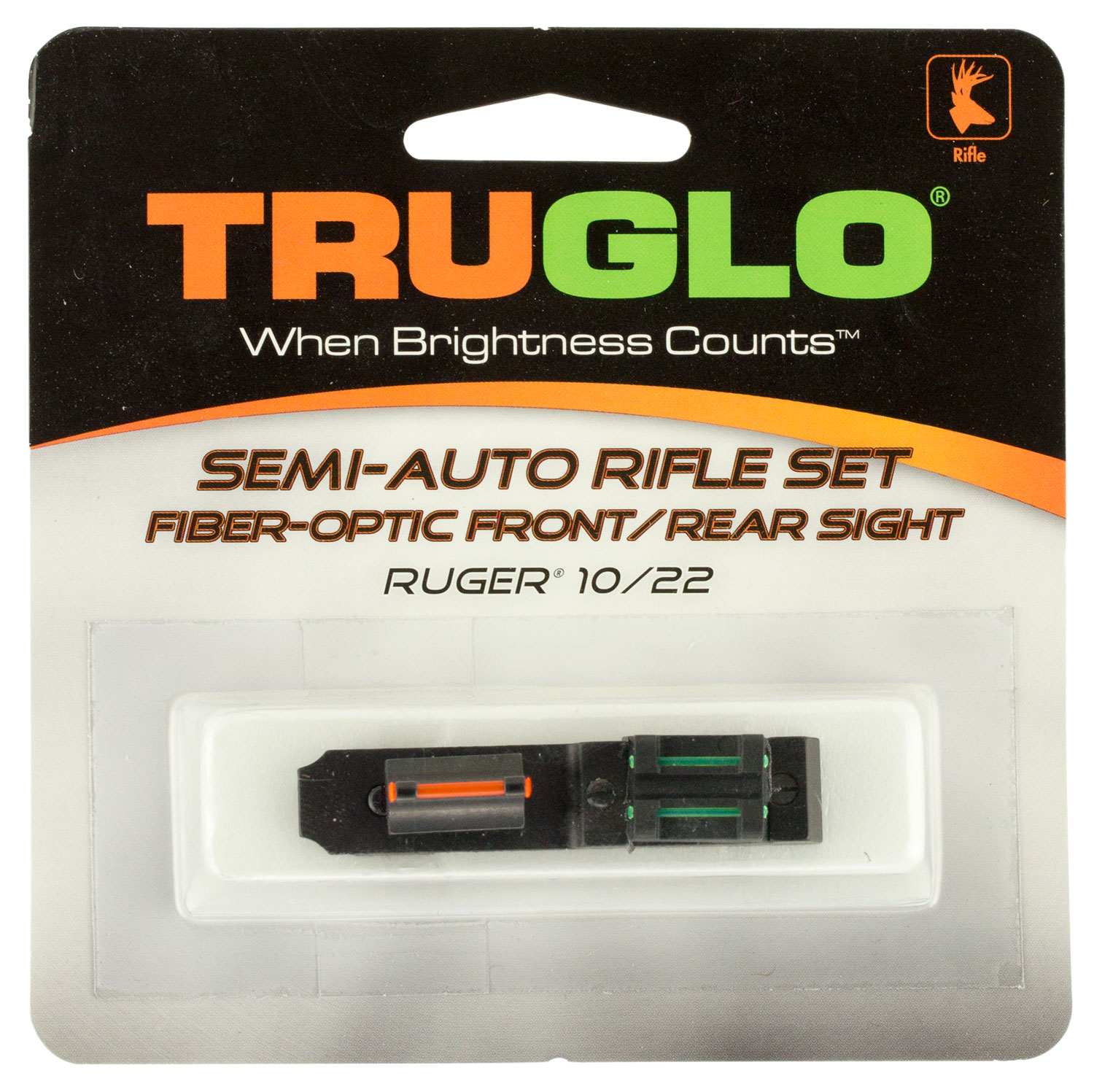 TruGlo TG111W Ruger 10/22 Fiber Optic Replacement Sights, Red Front/Green Rear