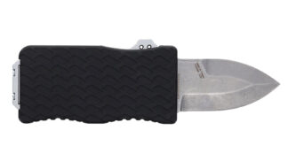 Schrade Uproar Mini Automatic OTF Dagger 1.90 in D2 Steel Plain Satin Blade, Black Aluminum Handle