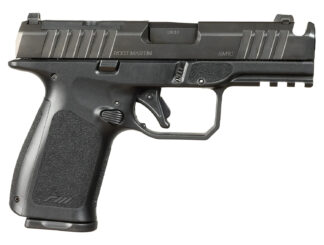 Rost Martin RM1CBLKOSP(COMP) RM1C  9mm Luger 17+1 4" Black Compensated Match Grade Barrel, Black Tenifer Optic Ready/Serrated Steel Slide, Black Polymer Frame w/Picatinny Rail, Textured Grip
