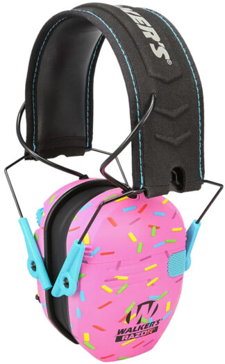 Walkers Razor Slim Electronic Muff, 23 dB, Over the Head, Pink Sprinkles