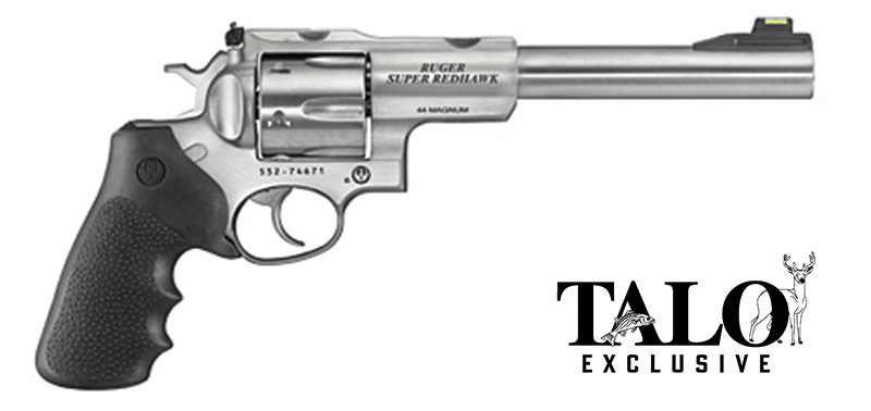 Ruger Super Redhawk .44 Magnum 7.5 in Stainless Revolver, DA/SA, Green Hi-Viz Fiber Optic Sights