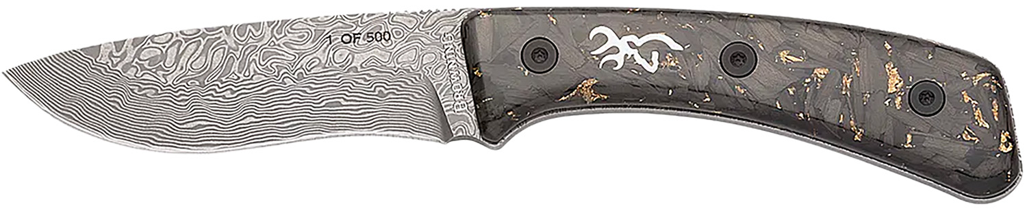 Browning Rock 3220570B Fixed Drop Point Knife, 3.50 in Damascus Blade
