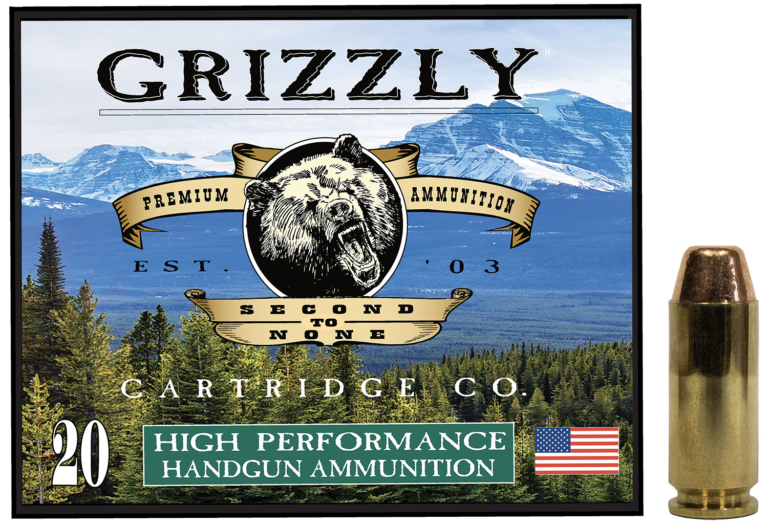 Grizzly Ammo GC10CM2 10mm Auto 200 gr FMJ Flat Point, 20 Rounds Per Box