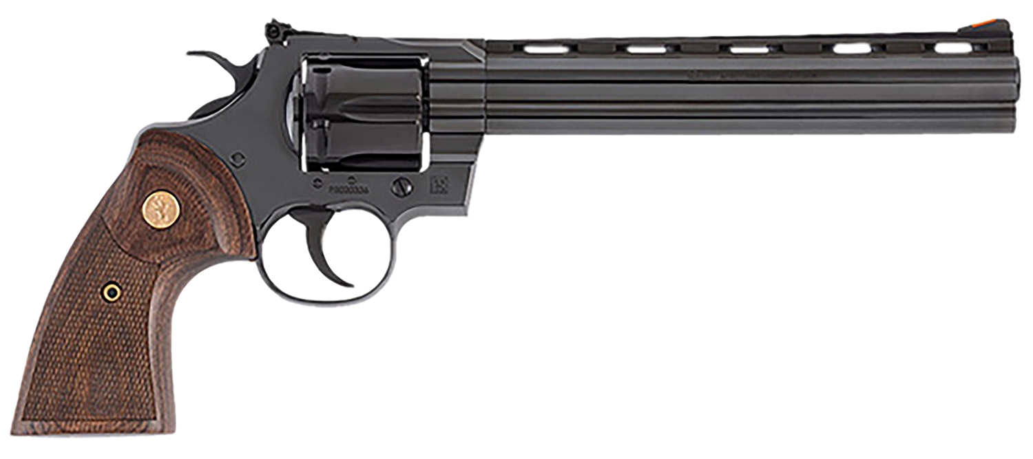 Colt Python 8 in Blued Vent Rib Revolver, Adjustable Sights, 6 Rounds