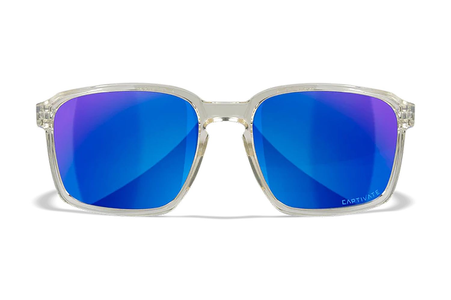 Wiley X Alfa Glasses 6-Base Polycarbonate Blue Mirror Lens, Gloss Clear Crystal Frame