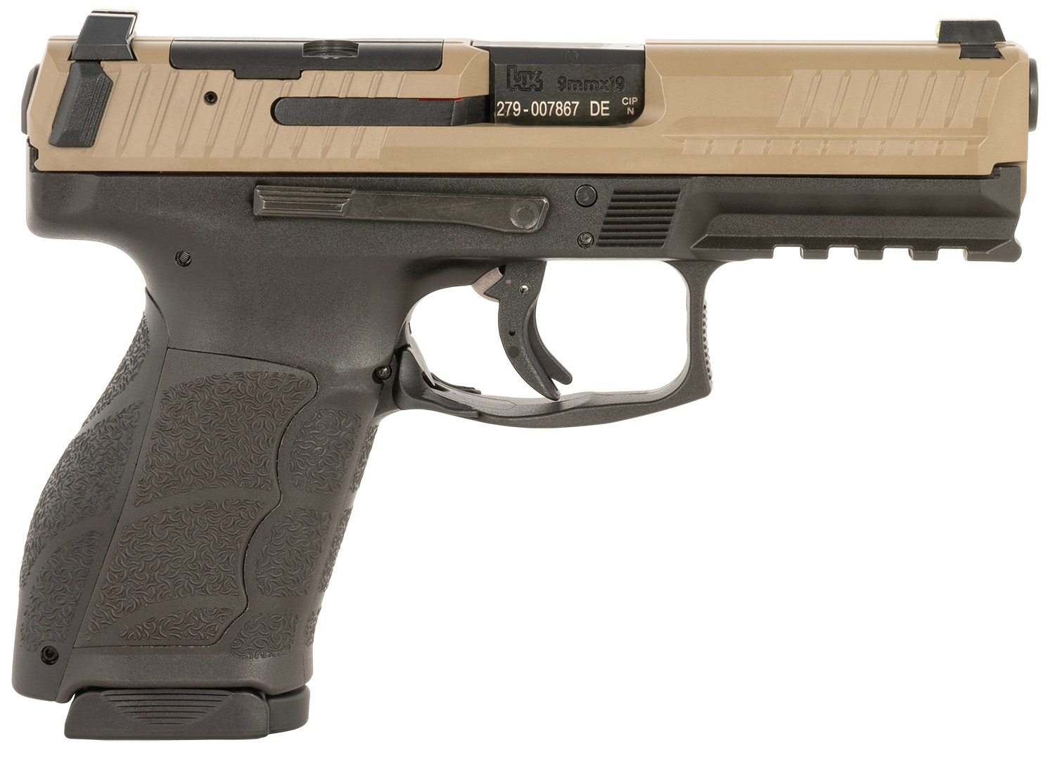 Heckler & Koch VP9K 9mm Striker-Fired Compact 15+1, 4.09 in Barrel, Optic-Ready Serrated Slide (FDE)