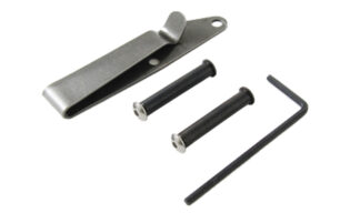 Kel-Tec stainless belt clip mounted on a P11/P40 handgun