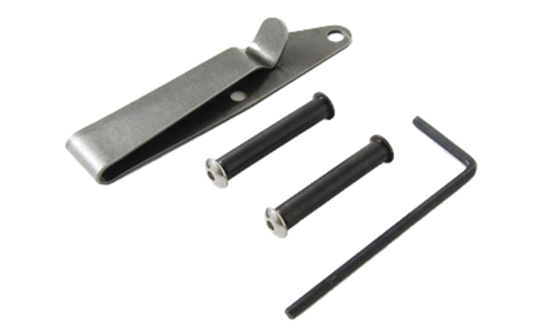 Kel-Tec stainless belt clip mounted on a P11/P40 handgun