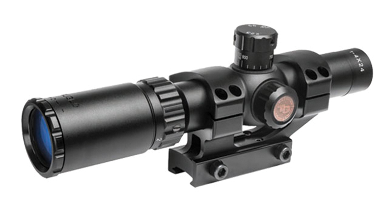 Truglo Tru-Brite 30 1-4x24 Tactical Scope W/Base, Matte 30mm, Duplex Mil-Dot Reticle