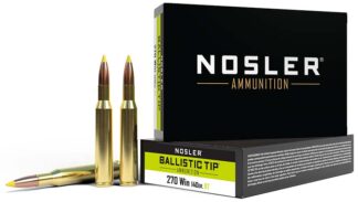 Nosler BTA .270 Winchester 140 gr BTSP Ammo, Brass, 20 Rounds Per Box
