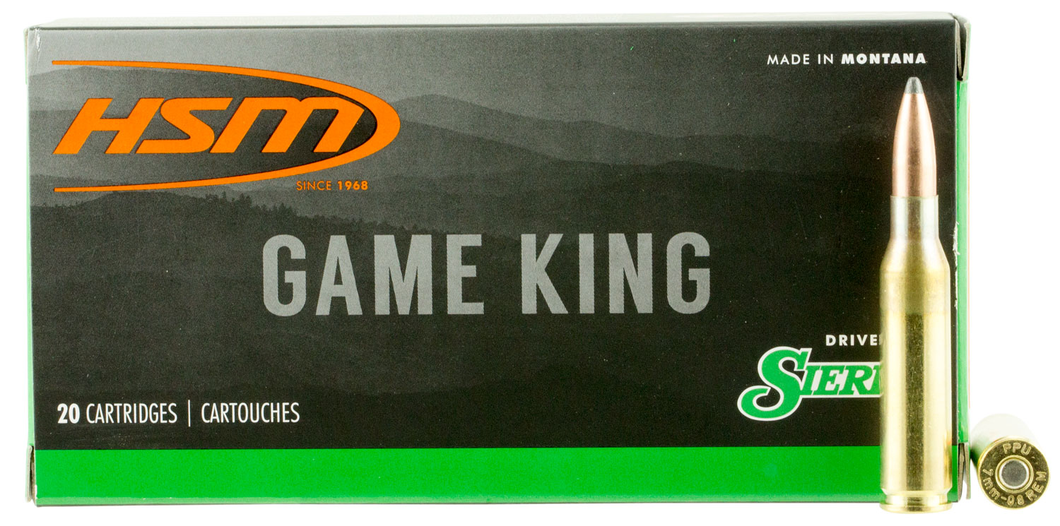 HSM 7mm-08 Remington Game King 150 gr SBT Boat Tail Spitzer Hunting Ammo