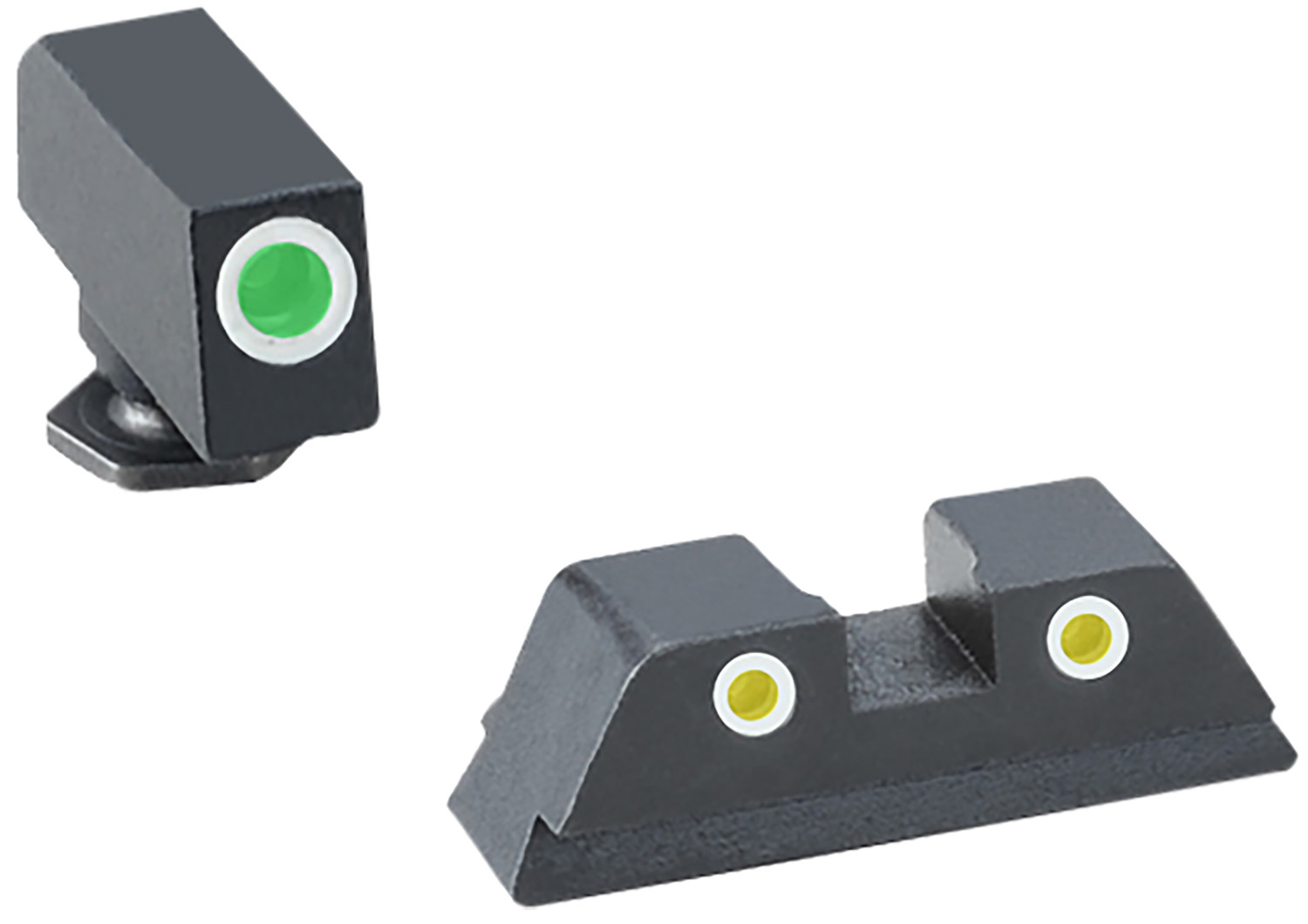 Truglo Tritium Pro Front/Rear Set White Outline Green Tritium Glock 42/43 Square Front U-Notch Rear