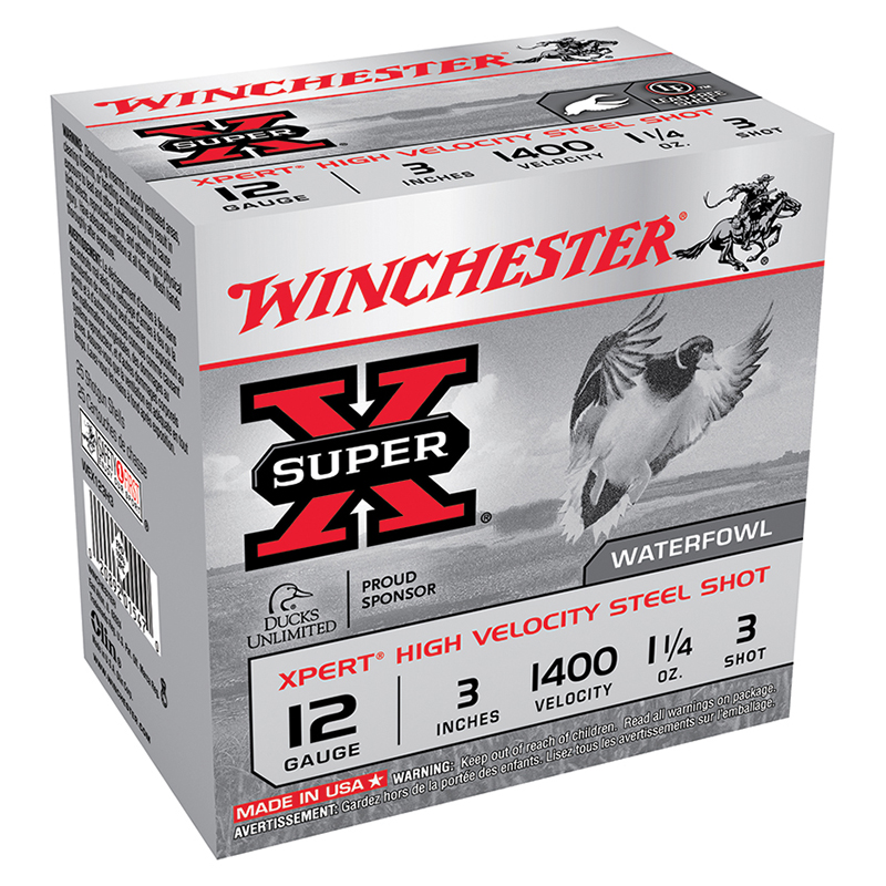 Winchester Super X Xpert 12 Gauge 3" 1-1/4 oz #3 Steel Shot, 25 Rounds Per Box