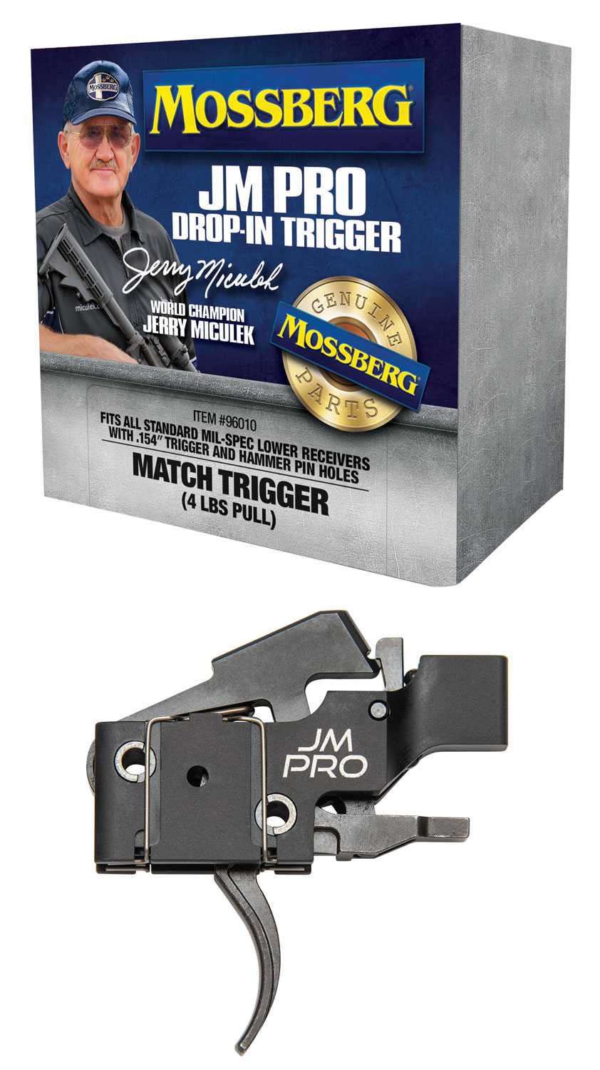 Mossberg JM Pro MMR Pro Match Trigger, Adjustable Overtravel, Drop-In, 4 lb Pull (.223 Rem/5.56 NATO)