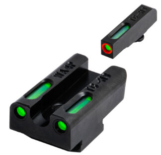 TruGlo TFX Pro Front/Rear Set Square Front U-Notch Rear, Green Tritium, Fiber-Optic Orange Outline