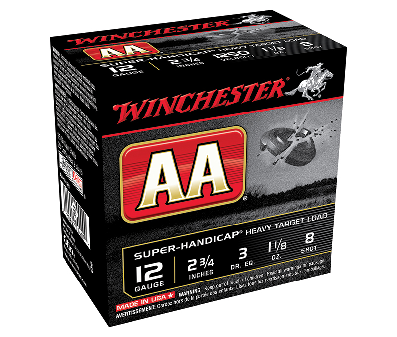 Winchester AA Super-Handicap 12 Gauge 2.75 in Shell, #8 Shot, 1-1/8 oz, 25 Rounds