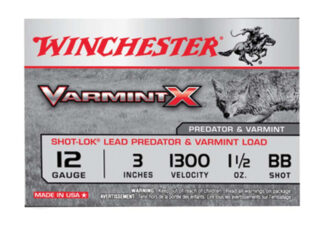 Winchester VarmintX 12 Gauge 3in 1-1/2 oz #BB Lead Buckshot, Shot-Lok, 10 Rounds/Box