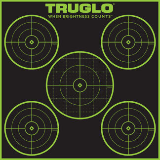 Truglo Tru-See 5-Bull Target Self-Adhesive Heavy Paper Black/Green 12x12 12-Pack