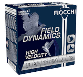 Fiocchi High Velocity 12 Gauge 2.75 in #8 Lead Shot 1 1/4 oz 25 Rounds Per Box