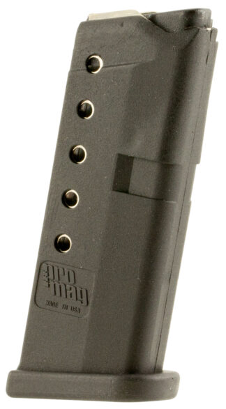 ProMag GLK10 Standard 6rd .380 ACP Glock 42 DuPont Zytel Polymer Black Detachable Magazine
