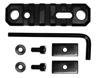 GrovTec Picatinny KeyMod Rail 3.1 in, 5-Slot, Push Button Bases, Black Hard Anodized