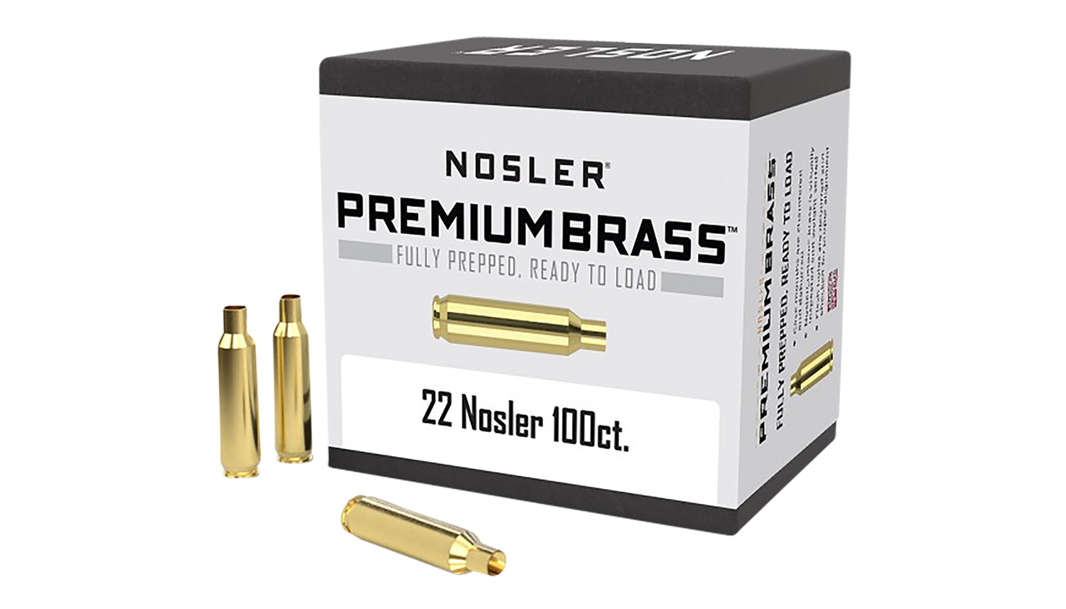 Nosler Custom Brass 22 Nosler Unprimed Rifle Cases, 100/Box
