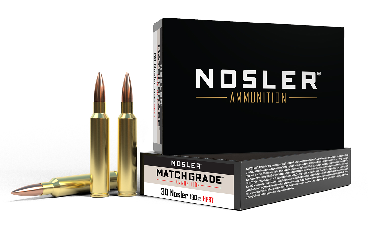 Nosler 60029 Match Grade .30 Nosler 190 gr Custom Competition Hollow Point Boat Tail, 20 Rounds