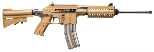 KelTec SU22E 22LR Semi-Auto Rifle, 16 in Threaded Barrel, 26 Rounds, Blue/Tan Synthetic