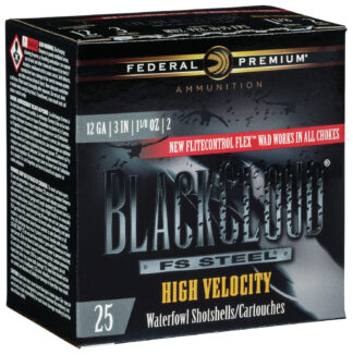 Federal Black Cloud FS Steel High Velocity 12 Gauge 3 in #2 Shot, 1-1/8 oz, 25 Rounds