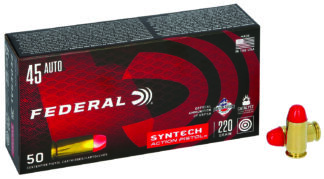 Federal AE45SJAP1 American Eagle Syntech Action Pistol 45ACP 220gr Total Syntech Jacket Flat Nose 50 Per Box/10 Case