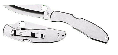 Spyderco C10S Endura 4 3.85" Folding Clip Point Part Serrated VG-10 SS Blade Satin Stainless Steel Handle Includes Pocket Clip