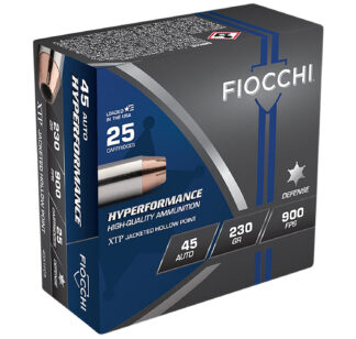 Fiocchi Hyperformance Defense .45 ACP 230gr XTP Hollow Point Ammo, 25 Rounds/Box