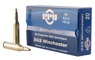 PPU .243 Winchester 100 Grain Soft Point Rifle Ammo, 20 Rounds