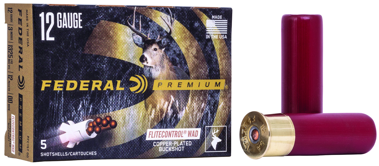 Federal Premium Vital-Shok 12 Gauge 3 in 00 Buck FliteControl, 12 Pellets, 5 Rounds