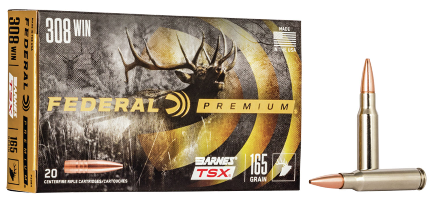 Federal Ammunition P308H Premium .308 Winchester 165 gr Barnes TSX 20 Rounds Per Box
