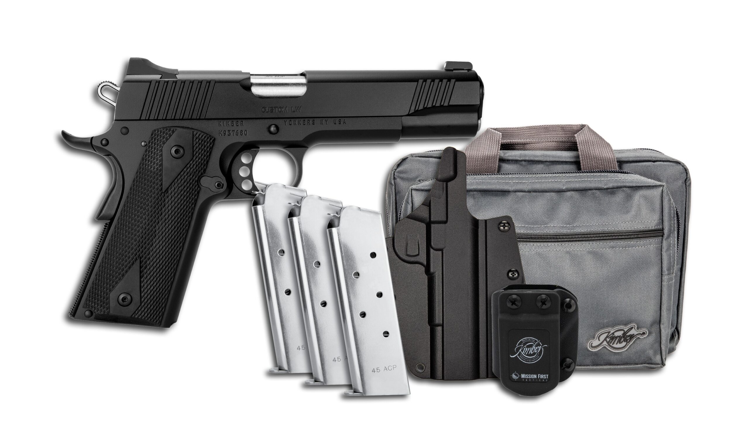 Kimber Custom LW Club Bundle .45 ACP, 5 in, Black, Fixed White Dot Sights