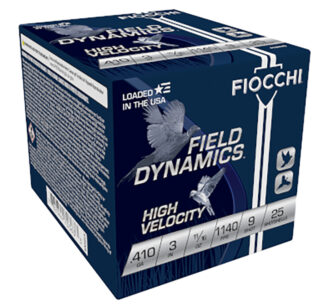 Fiocchi Field Dynamics High Velocity .410 Bore 3 in Lead #9 Shot 11/16 oz, 25 Rounds