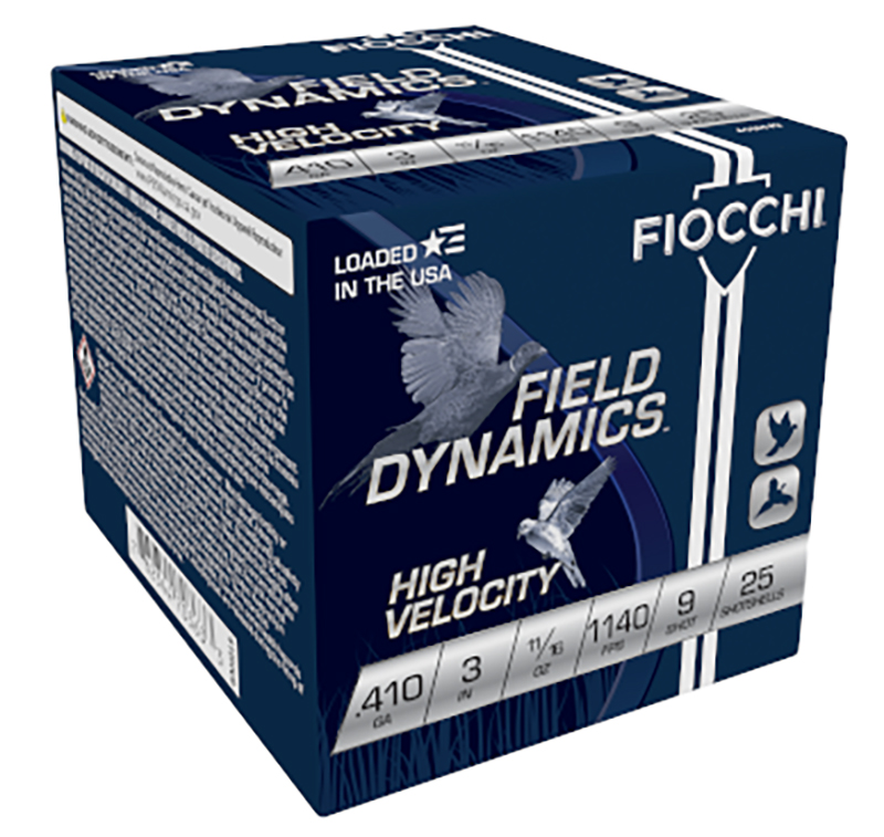 Fiocchi Field Dynamics High Velocity .410 Bore 3 in Lead #9 Shot 11/16 oz, 25 Rounds